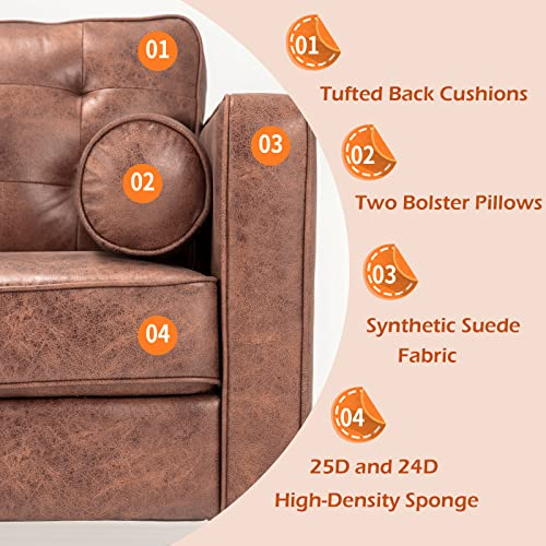 Esright 84.2”Mid-Century Sofa Couch,Tufted Synthetic Suede Fabric ... throughout Mid-Century Sofa Couch, Tufted Synthetic Suede Fabric