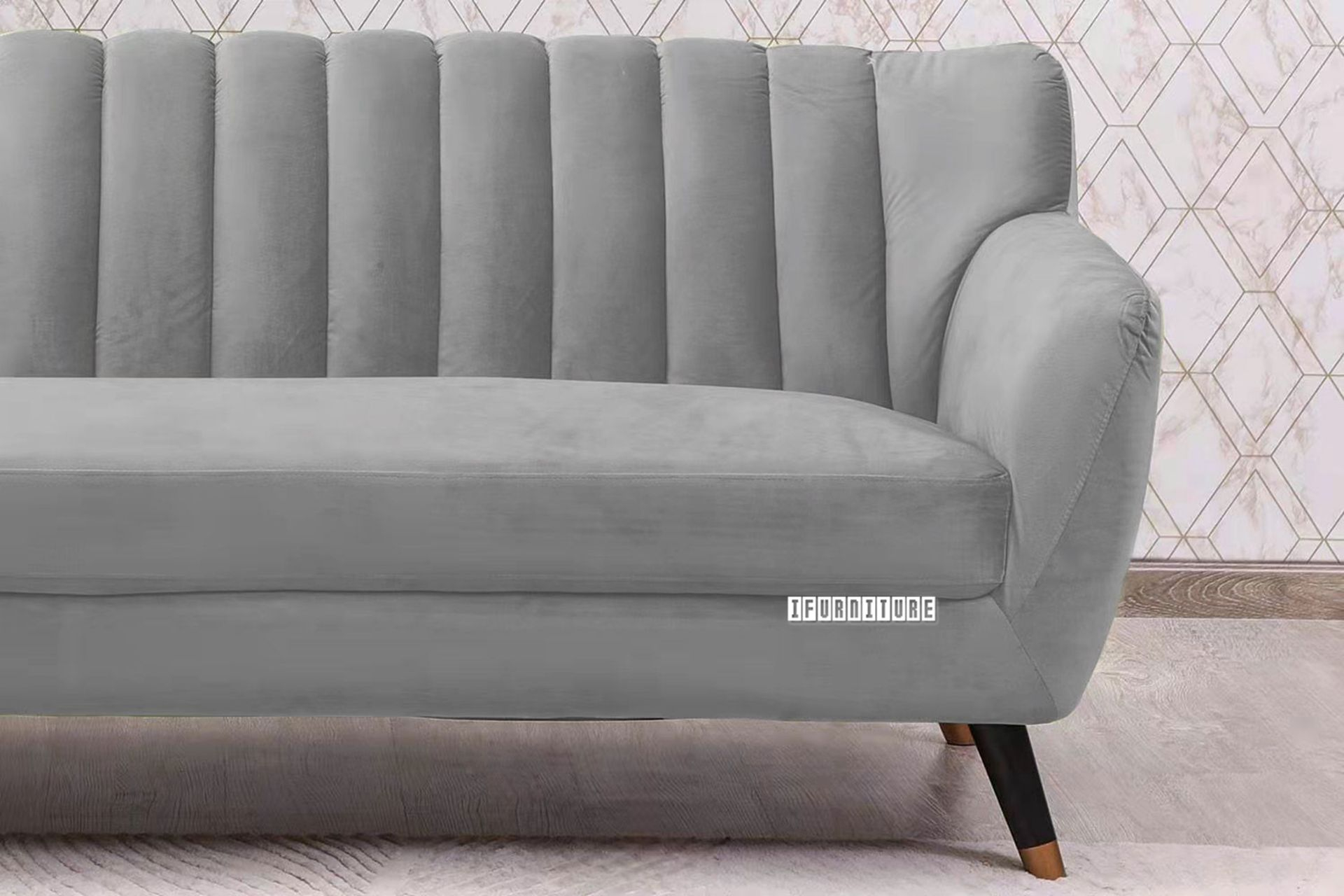 Eva 3+2+1 Velvet Sofa Range (Grey) with regard to Eva Grey Velvet Sofa