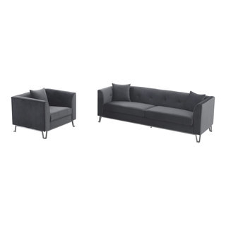 Everest 2-Piece Fabric Upholstered Sofa And Chair Set - Contemporary ... inside The Evolution of Living Room Comfort Through Sofa Innovation