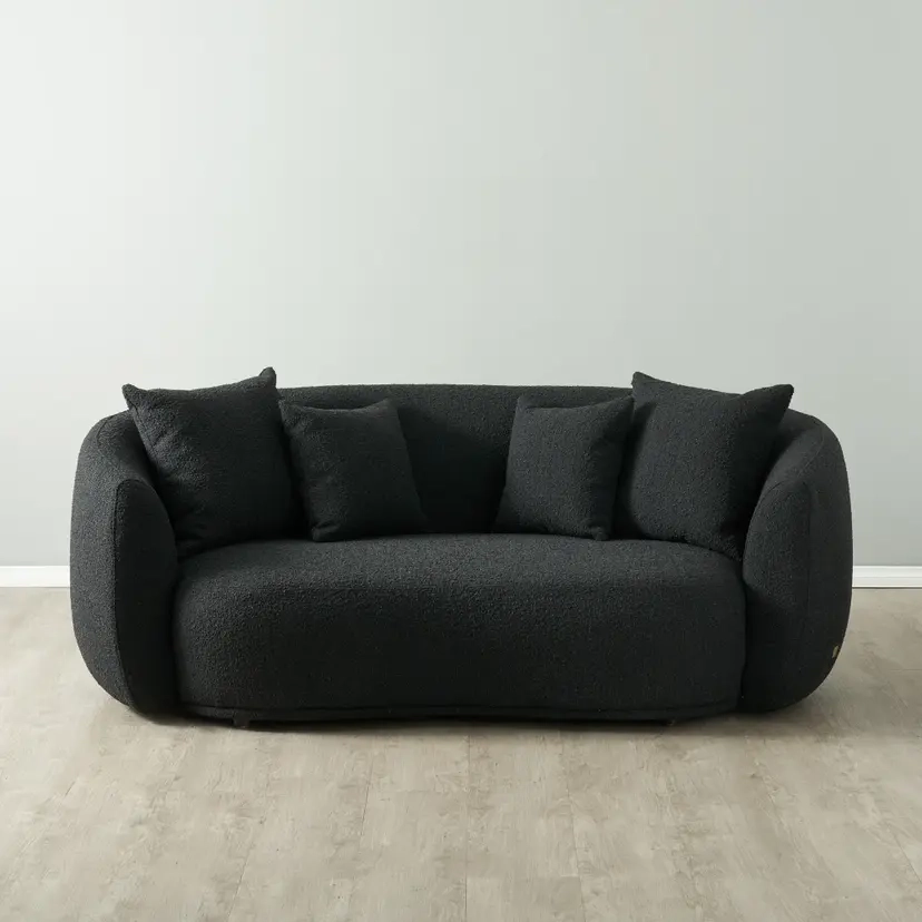 Everett Black Boucle 3-Seater Sofa intended for How boucle fabric maintains its elegance across different interior design styles