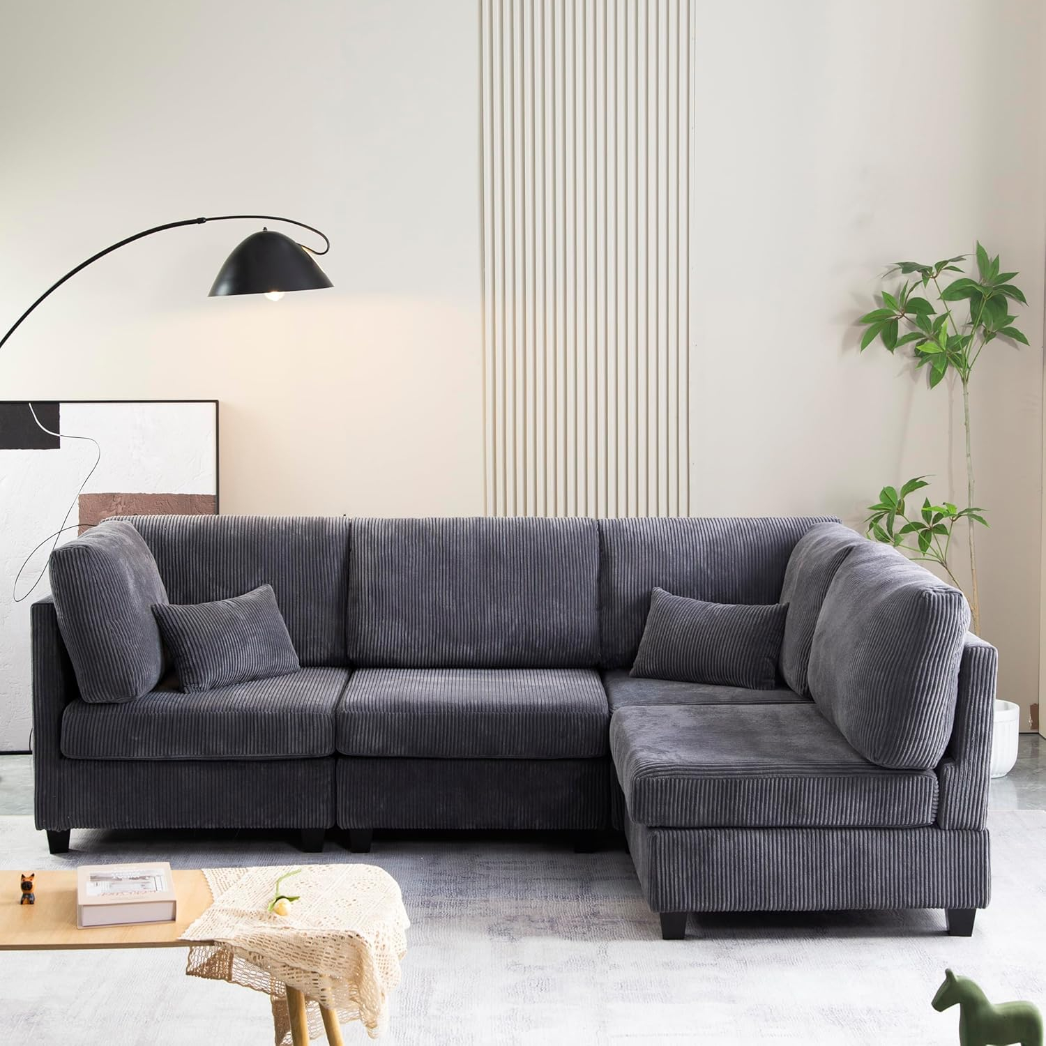 Fanye Free Combinable Reversible Cushions Convertible Modular Sectional ... inside How corduroy fabric transforms living room aesthetics