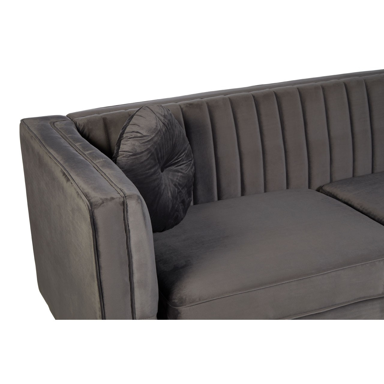 Farah 3 Seat Grey Velvet Sofa Farah 3 Seat Grey Velvet Sofa within Farah Velvet Sofa, Gray