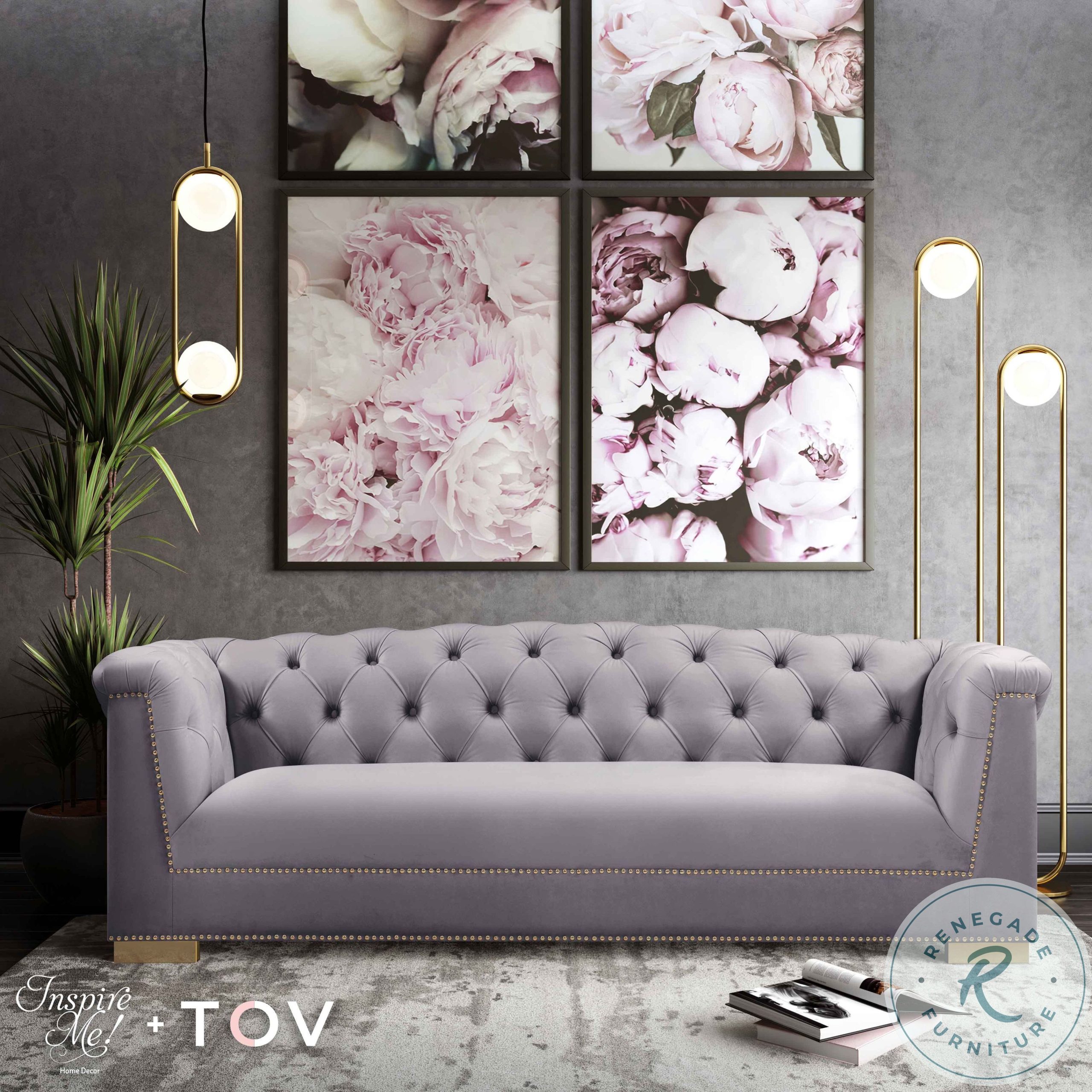 Farah Grey Velvet Sofa From Tov | Coleman Furniture with Transforming Your Home with Farah's Luxurious Gray Sofa Collections