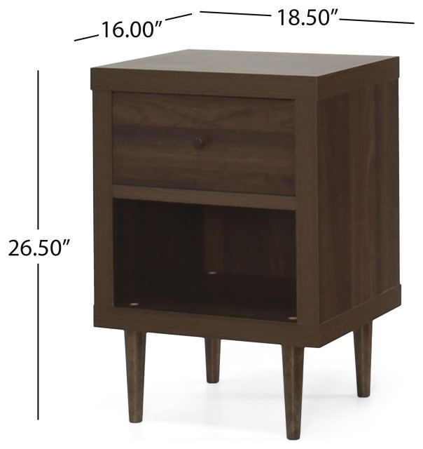Farhart Faux Wood Single Drawer Nightstand, Single - Midcentury ... in Understanding the Appeal of Modern Faux Wood Bedroom Furniture