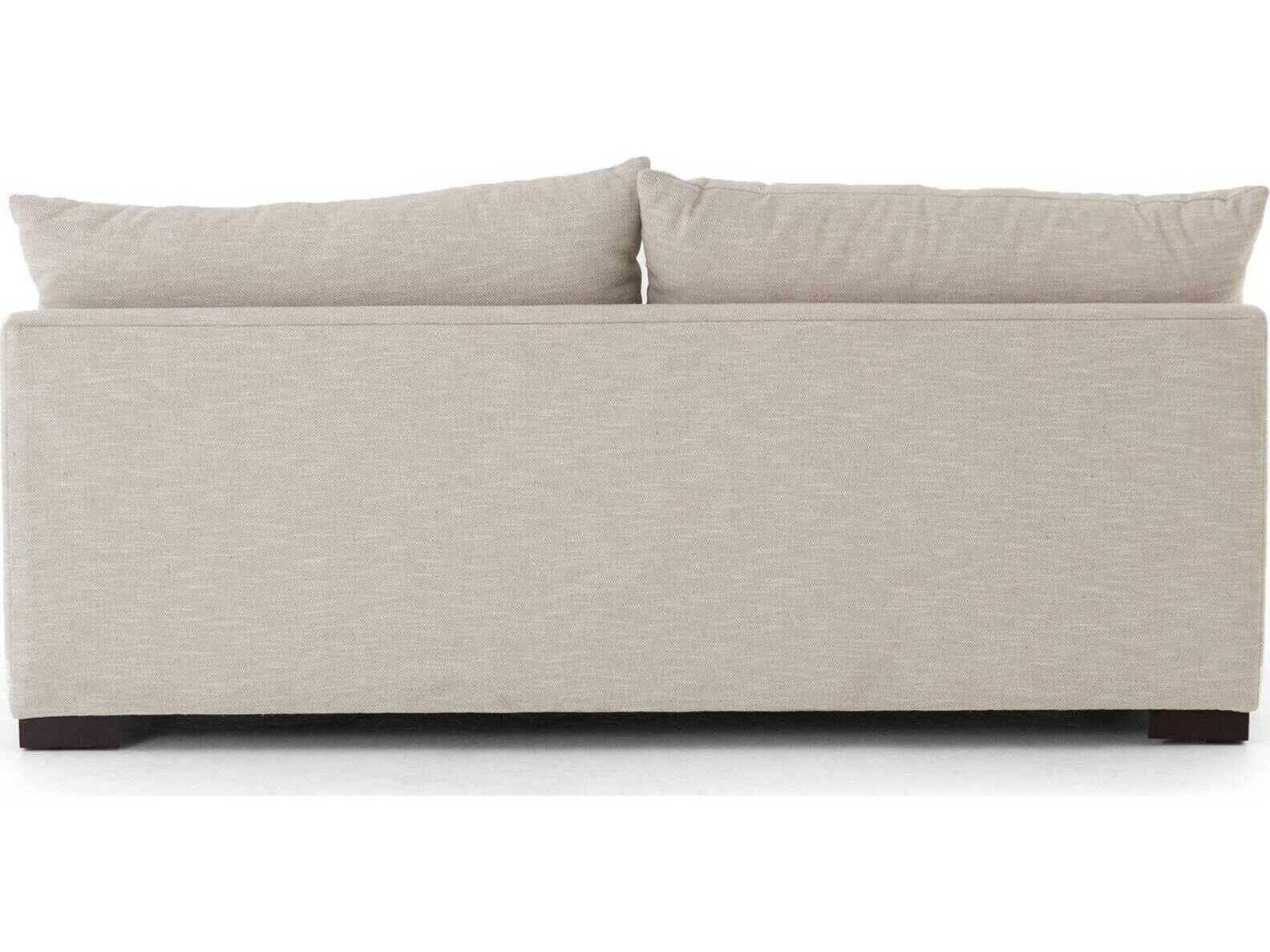 Four Hands Atelier Grant Ashby Oatmeal Espresso Beige Upholstered ... pertaining to Understanding the Appeal of Minimalist Living Through Furniture Design