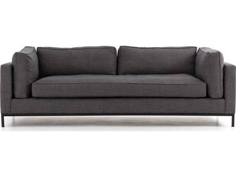 Four Hands Atelier Habitat 90" Valley Nimbus Dark Walnut Gray Fabric ... pertaining to The Evolution of Living Room Comfort Through Sofa Innovation