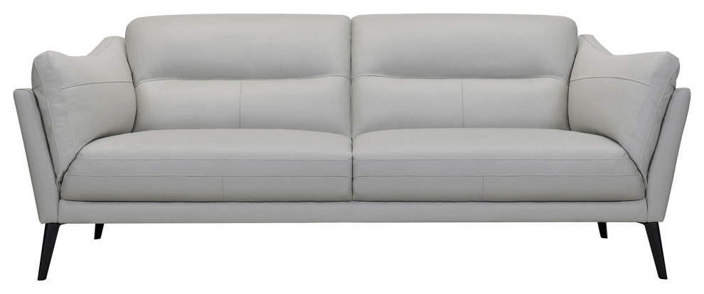 Franz 87" Modern Dove Gray Genuine Leather Sofa - Midcentury - Sofas ... with regard to Real Talk About Oliver Genuine Leather Sofa Care for Gray Upholstery