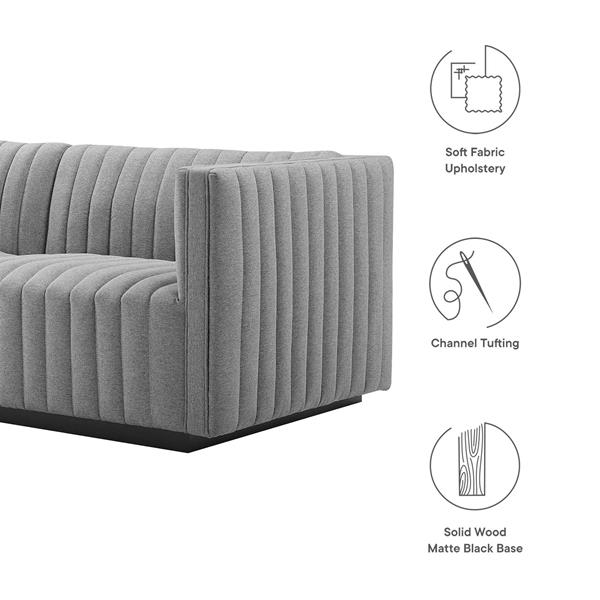 Free Shipping: Modway Conjure Channel Tufted Upholstered Fabric Sofa ... with Conjure Channel Tufted Velvet Sofa, Black Gray