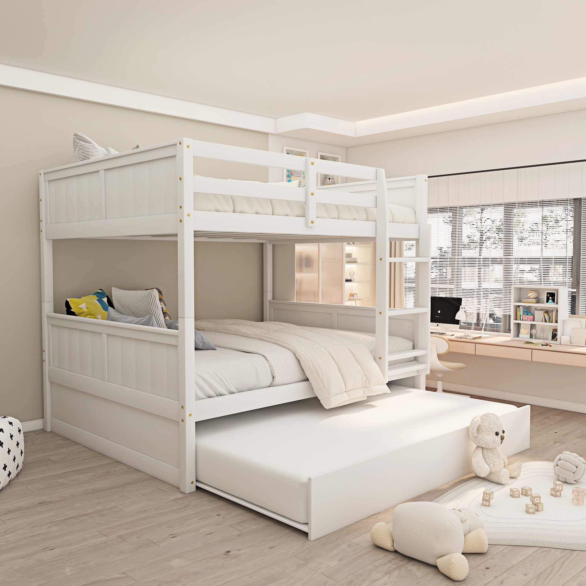 Full Over Twin Bunk Bed With Storage Online throughout Gewnee Full Over Full Bunk Bed With Twin Size Trundle In Gray