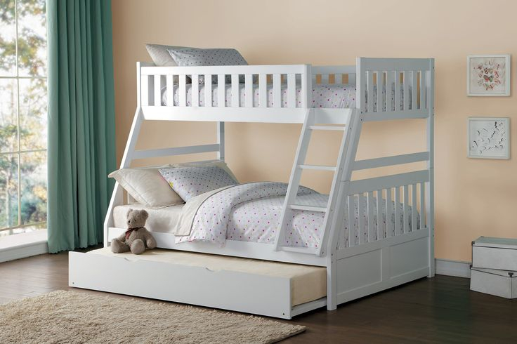 Galen White Twin Over Full Bunk Bed | White Bunk Beds, Bunk Beds With ... in Designing smart storage solutions for children's bedroom furniture