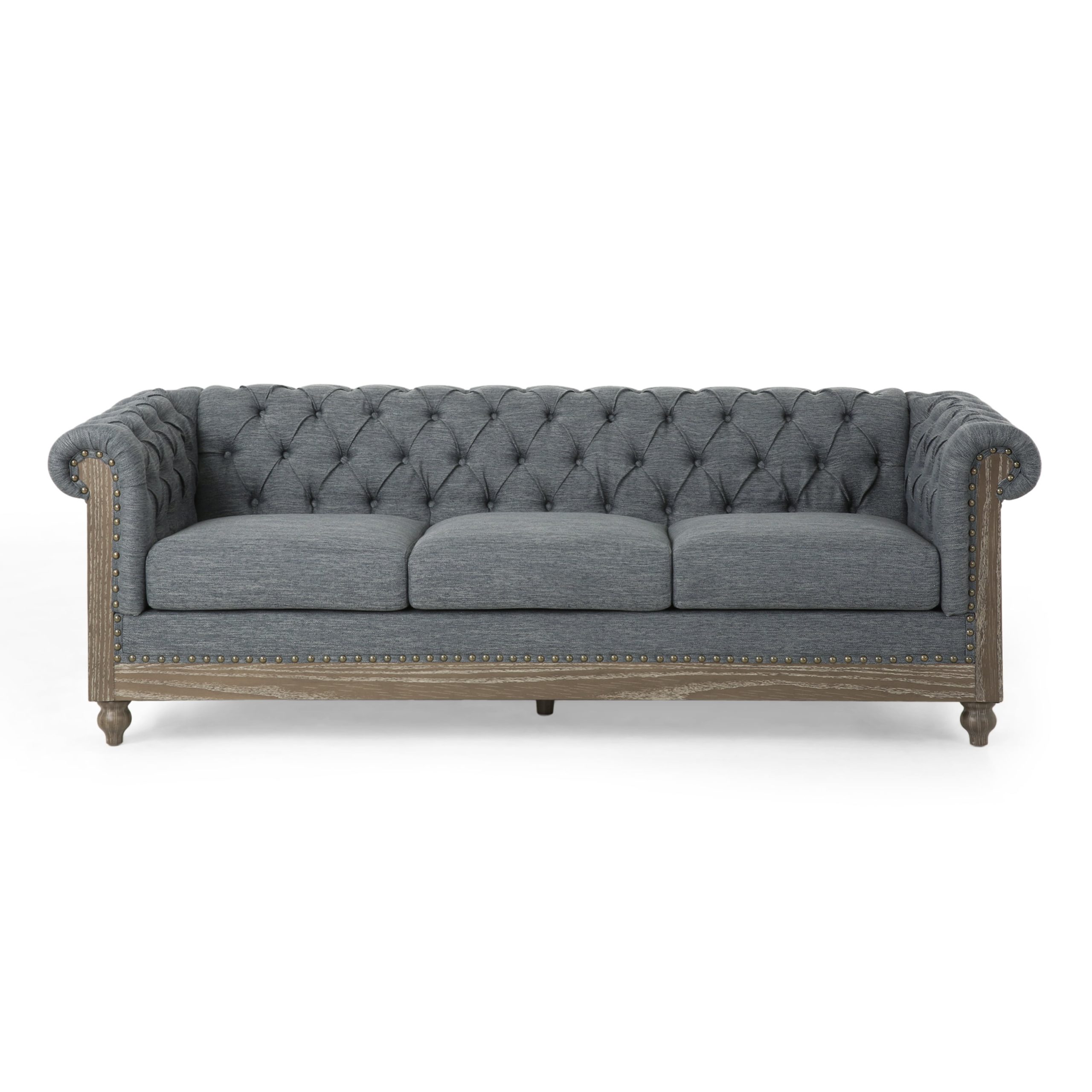 Gdf Studio Alejandro Chesterfield Tufted 3 Seater Sofa, Charcoal/Dark ... with regard to Gdf Studio 78" Upholstered Fabric Tufted 3-Seater Sofa, Dark Green