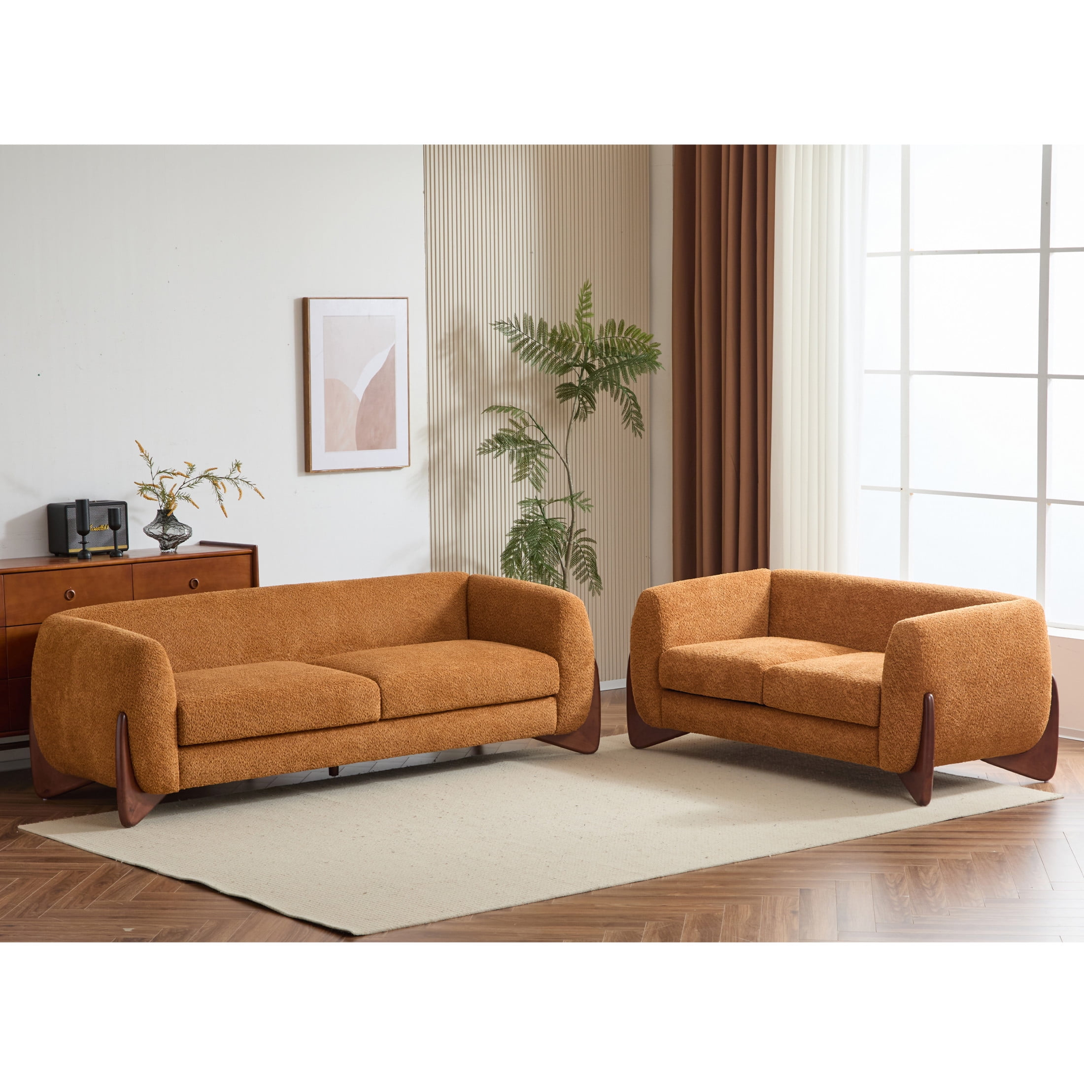 Gdf Studio Nate Boucle Upholstery Sofa Set, Rounded Design With Solid ... with How the GDF Studio Collection Redefines Seating Comfort in Modern Interiors