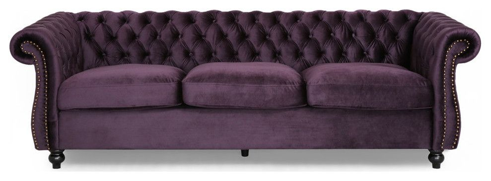 Gdf Studio Vita Chesterfield Tufted Jewel Toned Velvet Sofa With Scroll ... pertaining to Understanding the Artistry Behind Tufted Velvet Sofa Design