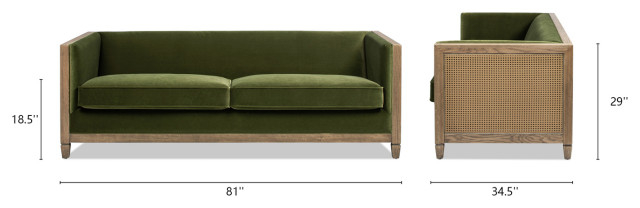 Georgia 81" Cane Rattan Tuxedo Sofa - Contemporary - Sofas - By ... inside Georgia 81" Cane Rattan Tuxedo Sofa, Olive Green