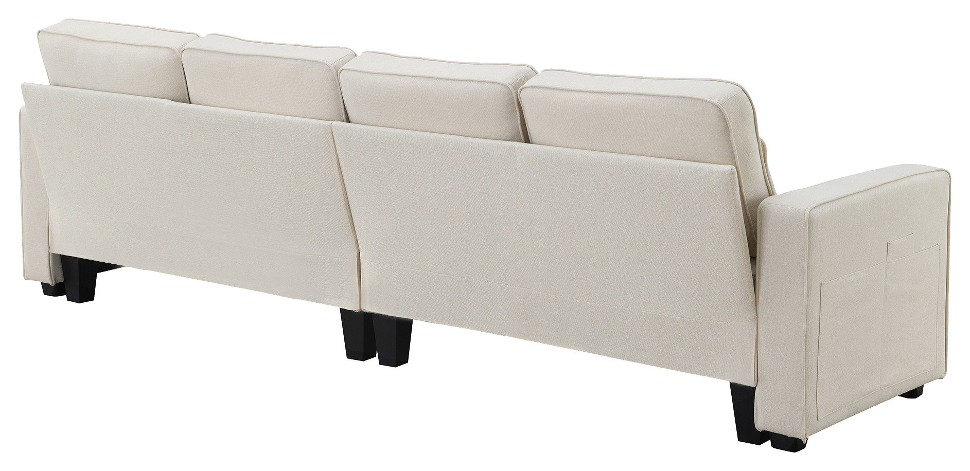 Gewnee 4-Seater Modern Linen Fabric Sofa - Transitional - Sectional ... throughout Gewnee Chesterfield Sofa Beige Linen Fabric
