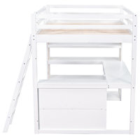 Gewnee Wood Full Size Loft Bed With Ladder And Desk In White ... within Gewnee Wood Twin Loft Bed With Storage Shelves, Desk And Ladder In White