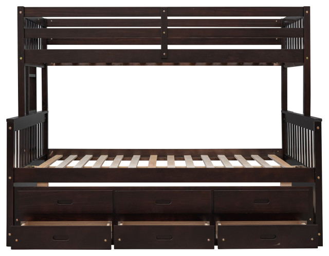 Gewnee Wood Kids Convertible Twin-Over-Full Bunk Bed With Trundle In ... regarding How to Choose the Right Bunk Bed for Family Sleeping Arrangements