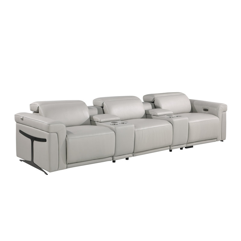 Global United 5-Piece 3-Power Reclining Italian Leather Sofa With Power ... regarding Modern living room solutions with power reclining functionality