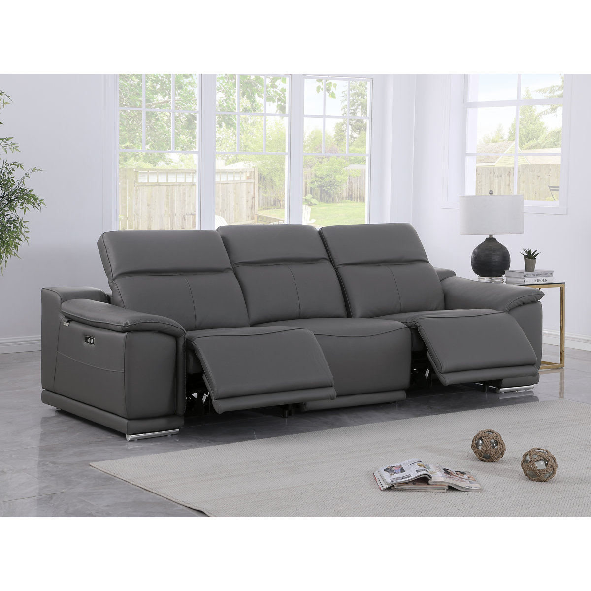 Global United Divanitalia Top Grain Italian Leather Power Reclining ... regarding Exploring the evolution of power reclining sofas in modern interior design