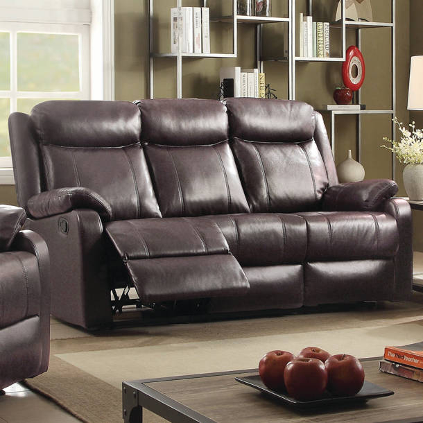 Glory Furniture Springfield 85'' Faux Leather Reclining Sofa & Reviews ... with Springfield Reclining Sofa, Brown Faux Leather