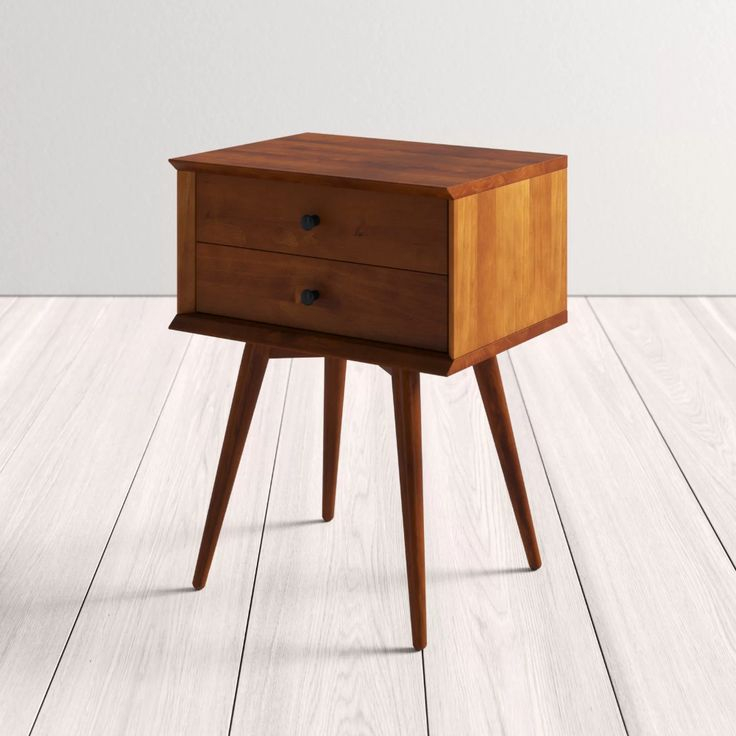 Grady Solid Wood Nightstand | Wood Nightstand, 2 Drawer Nightstand ... for Maximizing storage with 2-drawer nightstand designs
