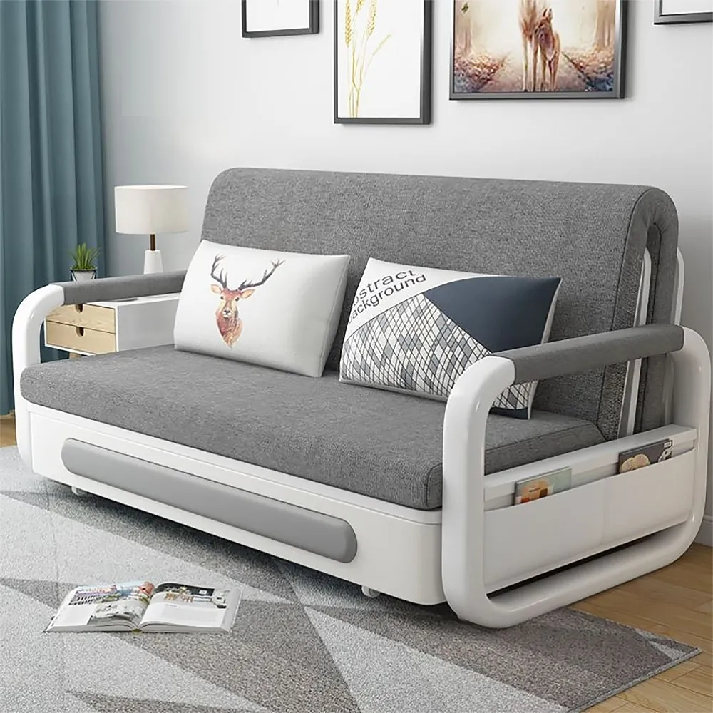 Gray Modern 74" Full Sleeper Sofa Cotton&Linen Upholstered Convertible ... inside Understanding the Appeal of Modern Double Fabric Sofas in Contemporary Spaces