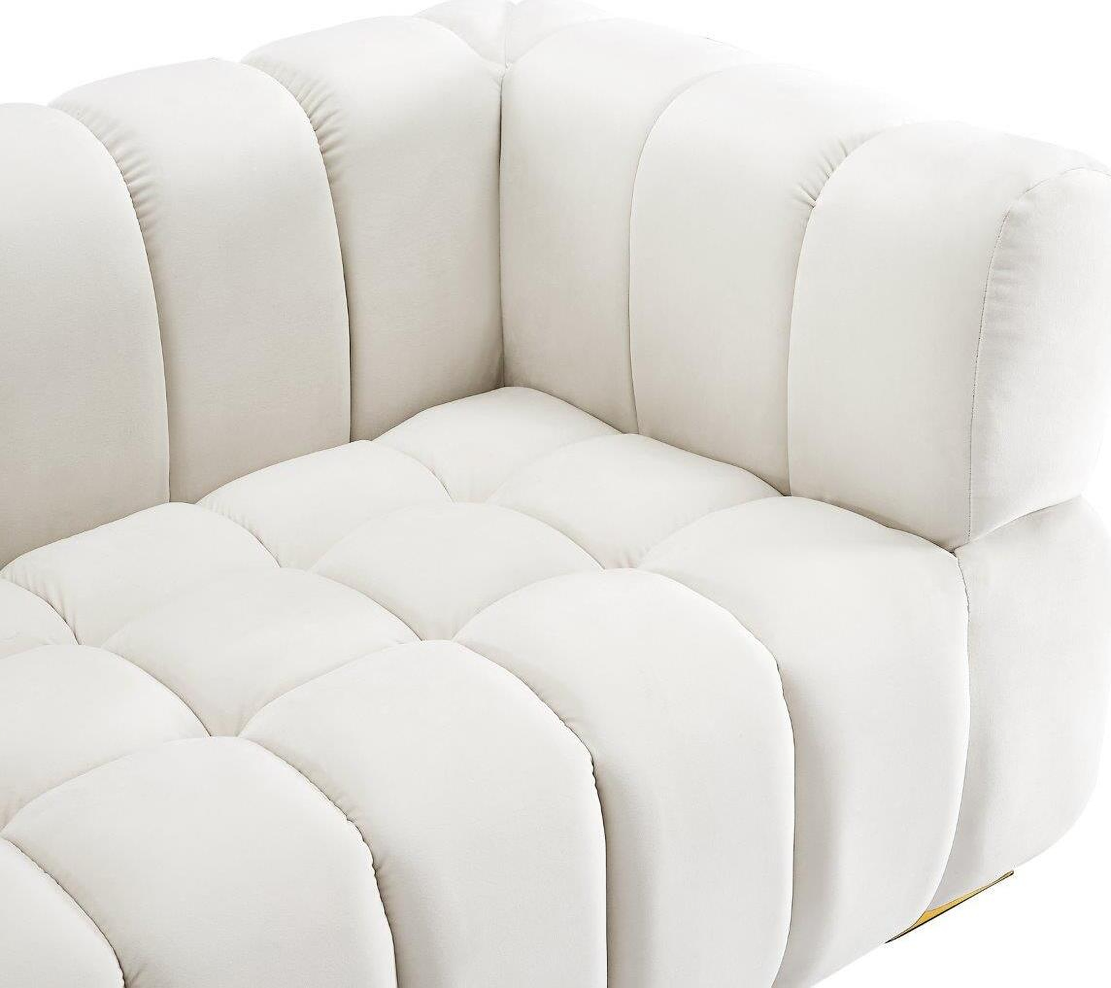 Gwen Velvet Sofa In Cream By Meridian | 1Stopbedrooms in Gwen Velvet Upholstered Chair, Cream, Sofa