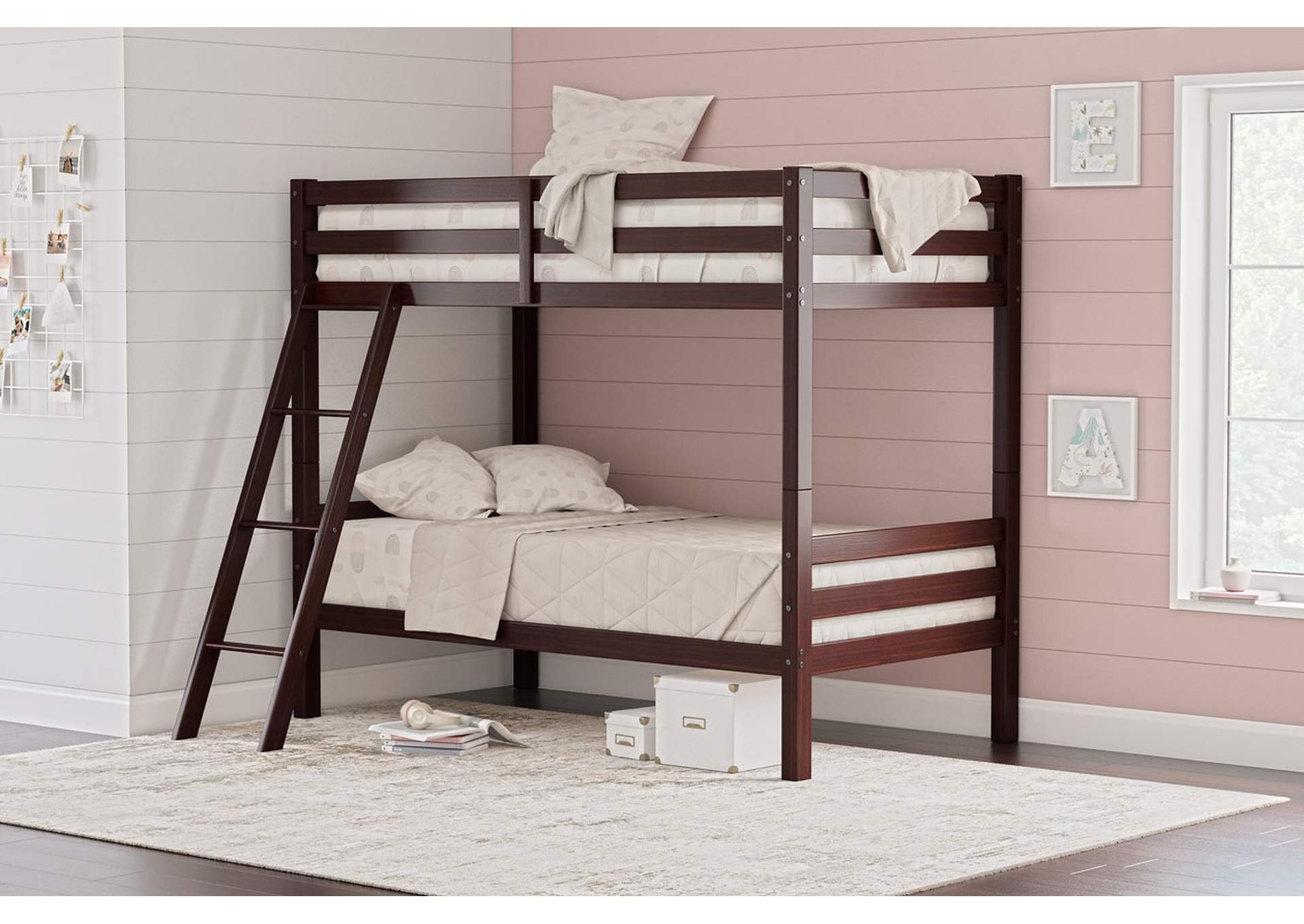 Halanton Twin Over Twin Bunk Bed With Ladder for Creating safe sleeping arrangements with twin over twin wooden bed frames