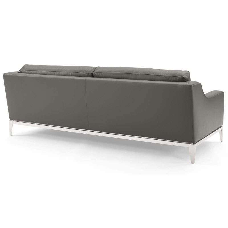 Harness 83.5" Stainless Steel Base Leather Sofa In Gray - Hyme Furniture with Exploring leather sofa maintenance across different household environments