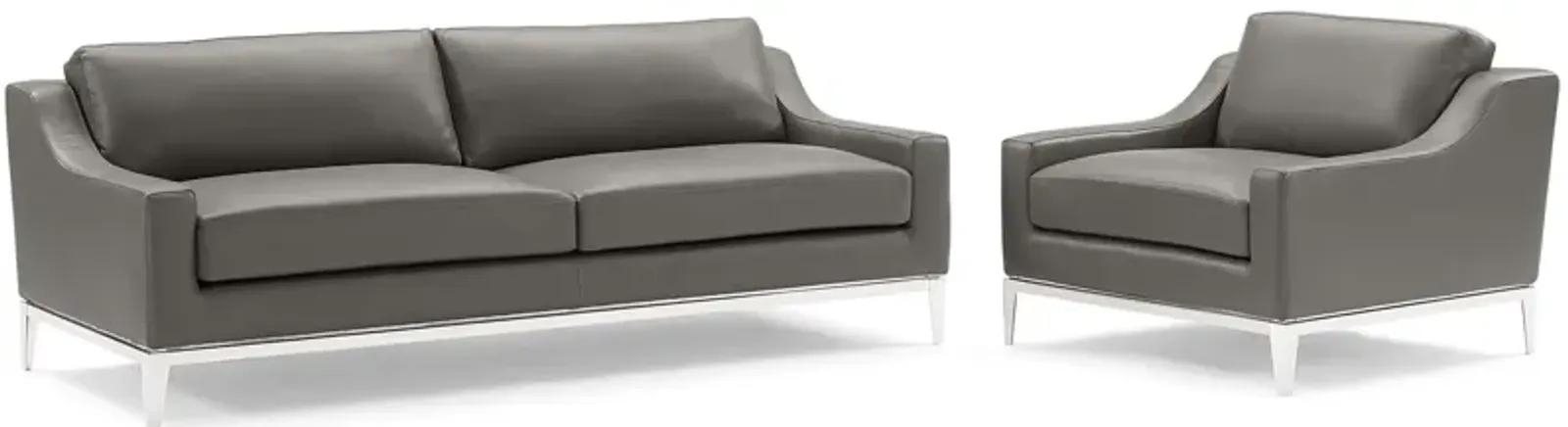 Harness Stainless Steel Base Leather Sofa & Armchair Set By Mathis Home ... intended for Exploring leather sofa maintenance across different household environments