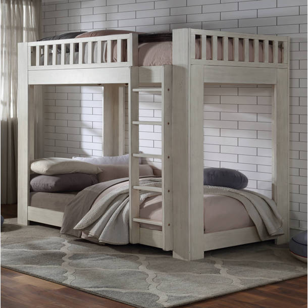 Harriet Bee Acme Cedro Twin Over Twin Bunk Bed In Weathered White ... for The craftsmanship behind ACME Cedro T/T bunk bed with weathered white finish
