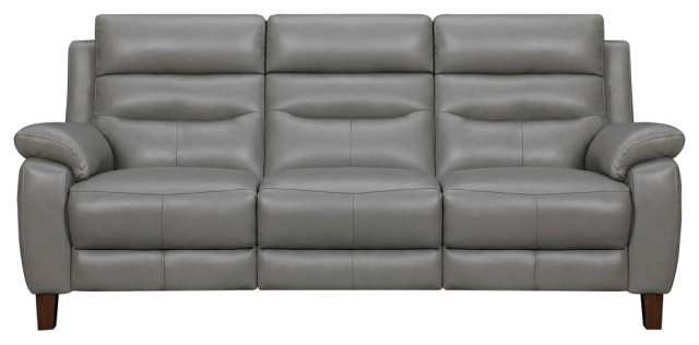 Hayward 82" Dove Gray Leather Power Reclining Sofa - Contemporary ... pertaining to Hayward 82" Dove Gray Genuine Leather Power Reclining Sofa