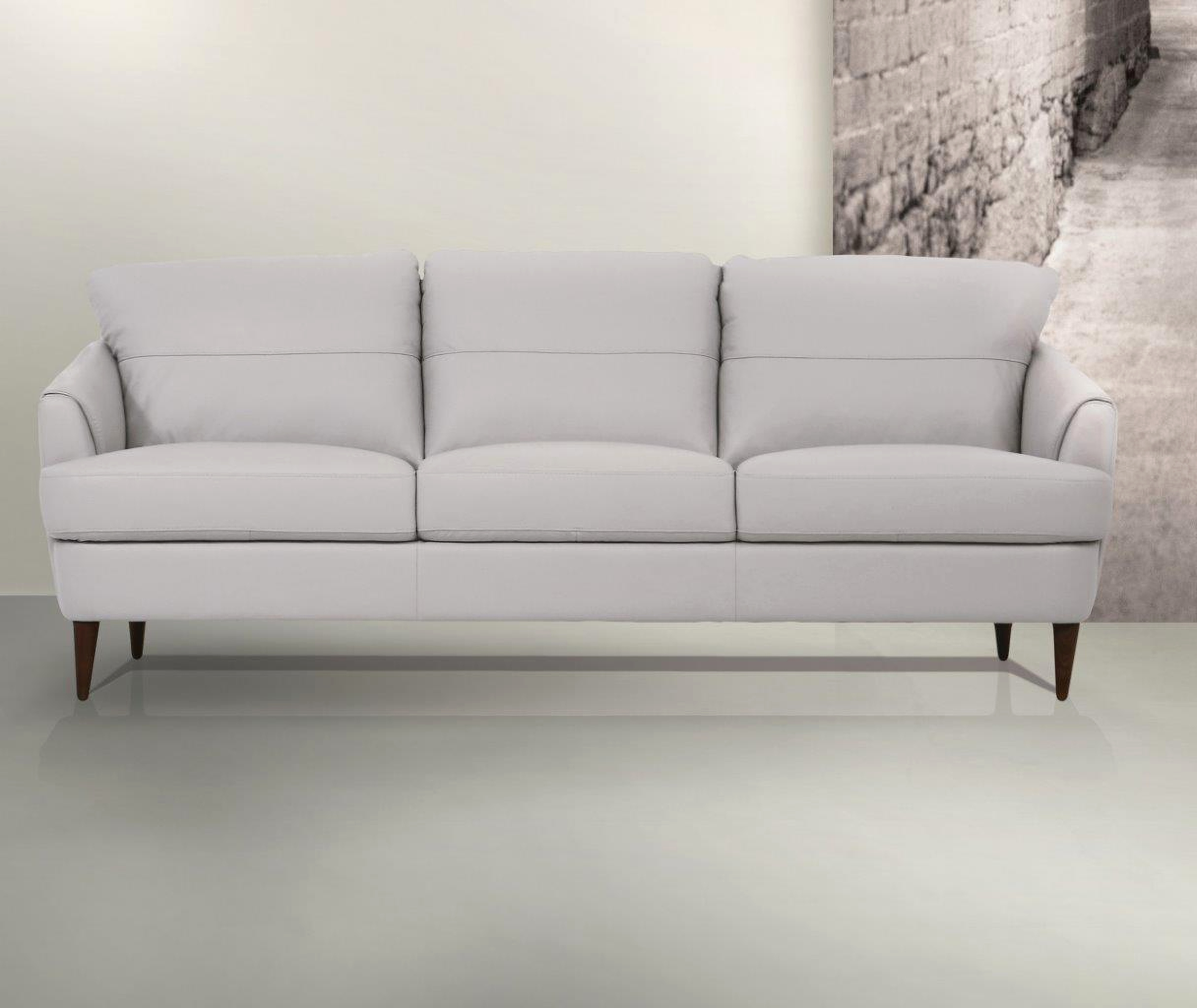 Helena Pearl Gray Leather Sofa By Acme | 1Stopbedrooms for Pearl Full Leather Sofa, Snow