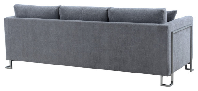 Heritage Fabric Upholstered Sofa With Brushed Stainless Steel Legs ... within Understanding the Artisan Craftsmanship Behind Heritage Fabric Upholstered Sofas