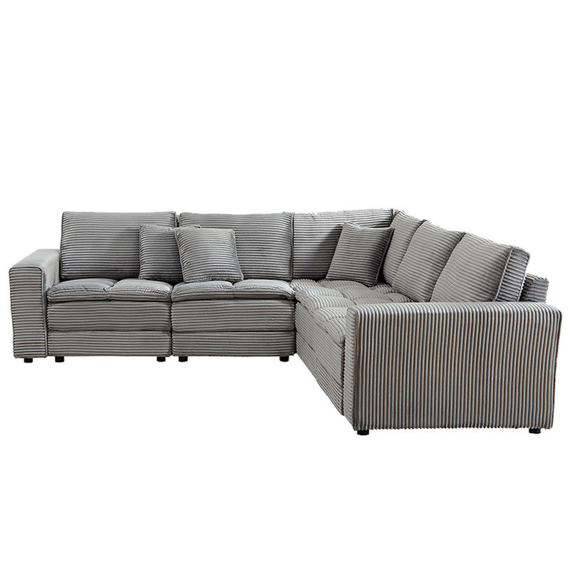 Hokku Designs 5-Seat Modular Sectional Sofa, Corduroy Convertible ... throughout How corduroy fabric transforms living room aesthetics