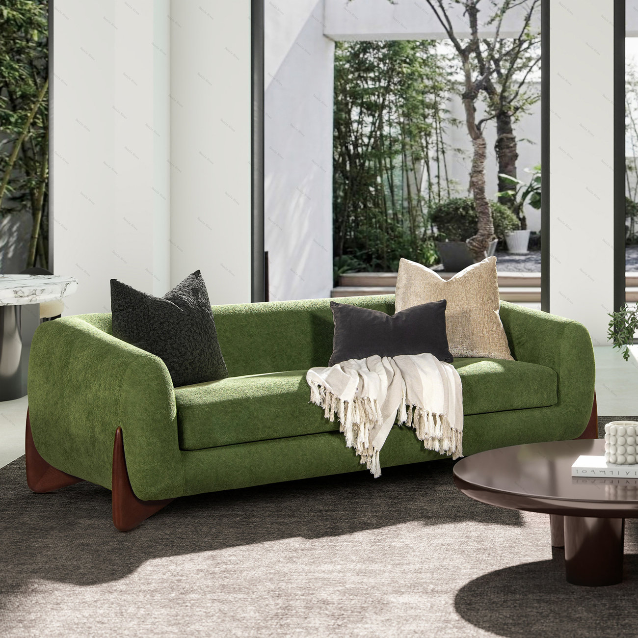 Hokku Designs Alpine 90.5" Sherpa Sofa, Moss Green Fleeced Teddy | Wayfair inside Understanding the Appeal of Large-Scale Living Room Furniture