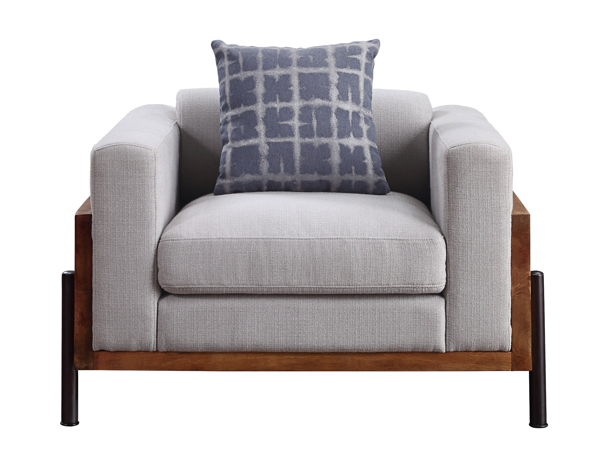 Hokku Designs Pelton Fabric & Walnut Finish Chair W/ 1 Toss Pillows ... in Maximizing Comfort and Style with Pelton Sofa With Pillows Fabric and Walnut Upholstery
