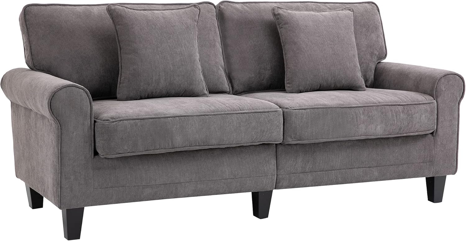 Homcom Modern 3-Seater Sofa, Upholstered Corduroy Fabric Couch With ... pertaining to Maintaining Your Coast Upholstered Sofa for Longevity
