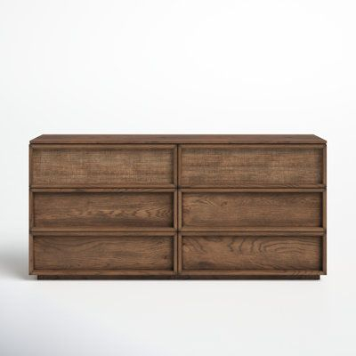Hudson 6 Drawer 63" W Double Dresser in Hudson 6-Drawer Assembled Double Dresser, Cobalt And Honey