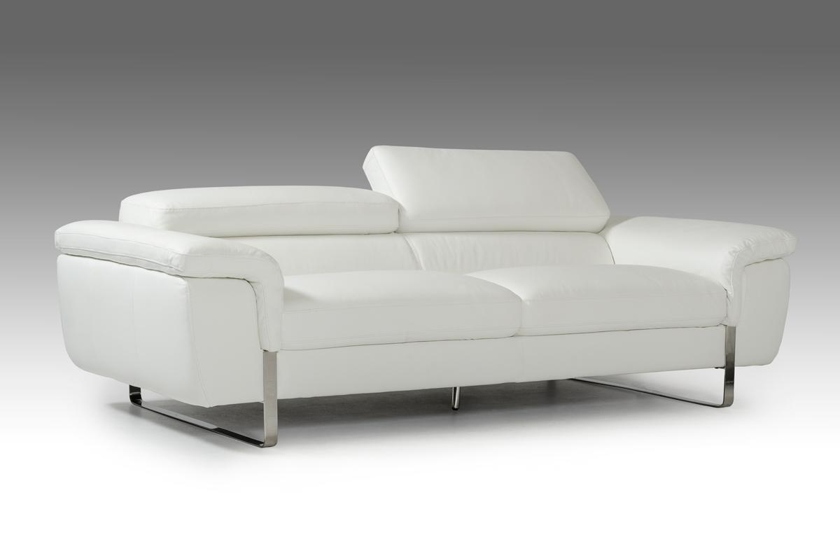 Italian Made White Leather Sofa Set With Adjustable Headrests San Jose ... throughout Rome Contemporary Genuine Italian Leather Sofa White