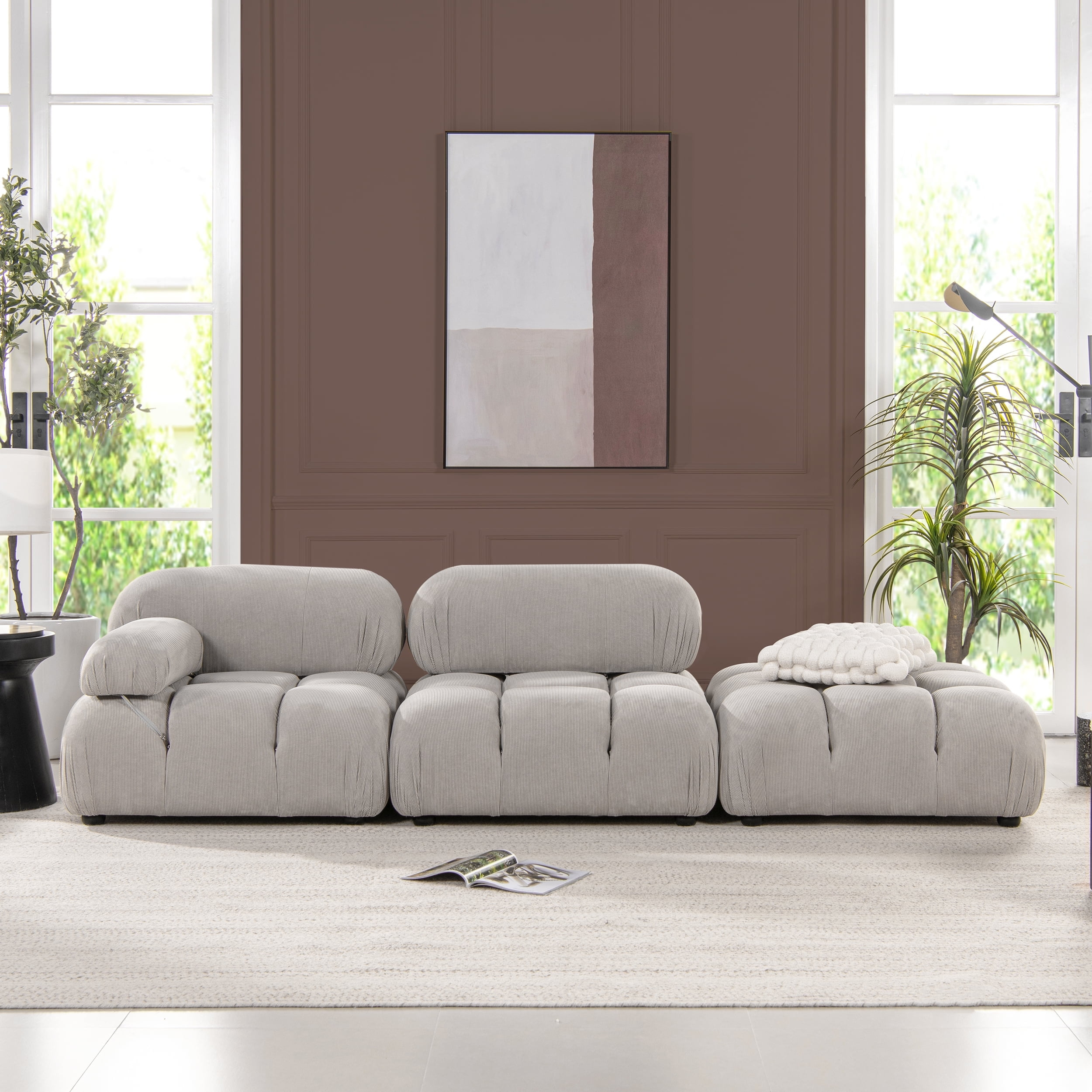 Jennifer Taylor Home Marcel 109.5" Bubble Modular Modern Chaise Single ... with Marcel 109.5" Modular Sofa, Pebble Gray Corduroy