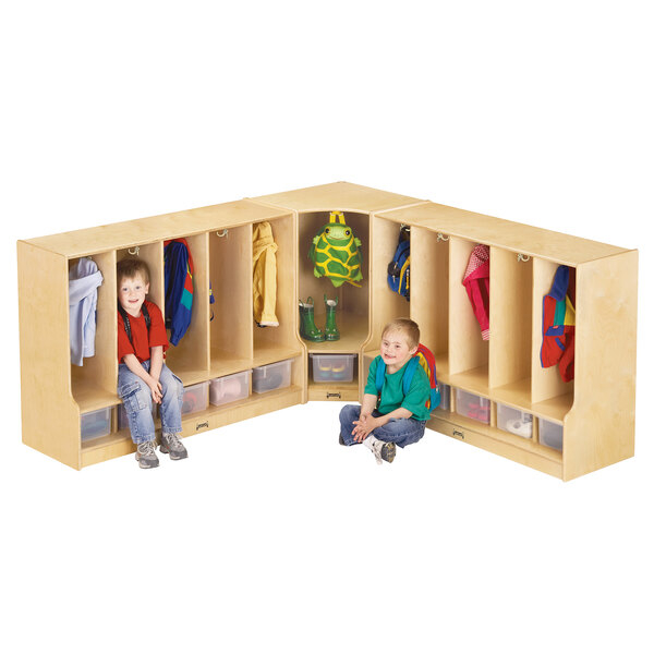 Jonti-Craft Baltic Birch 66850Jc 48" X 17 1/2" X 35" Toddler-Height 5 ... with regard to Exploring the Features of Jonti-Craft 2 Section Coat Locker with Step