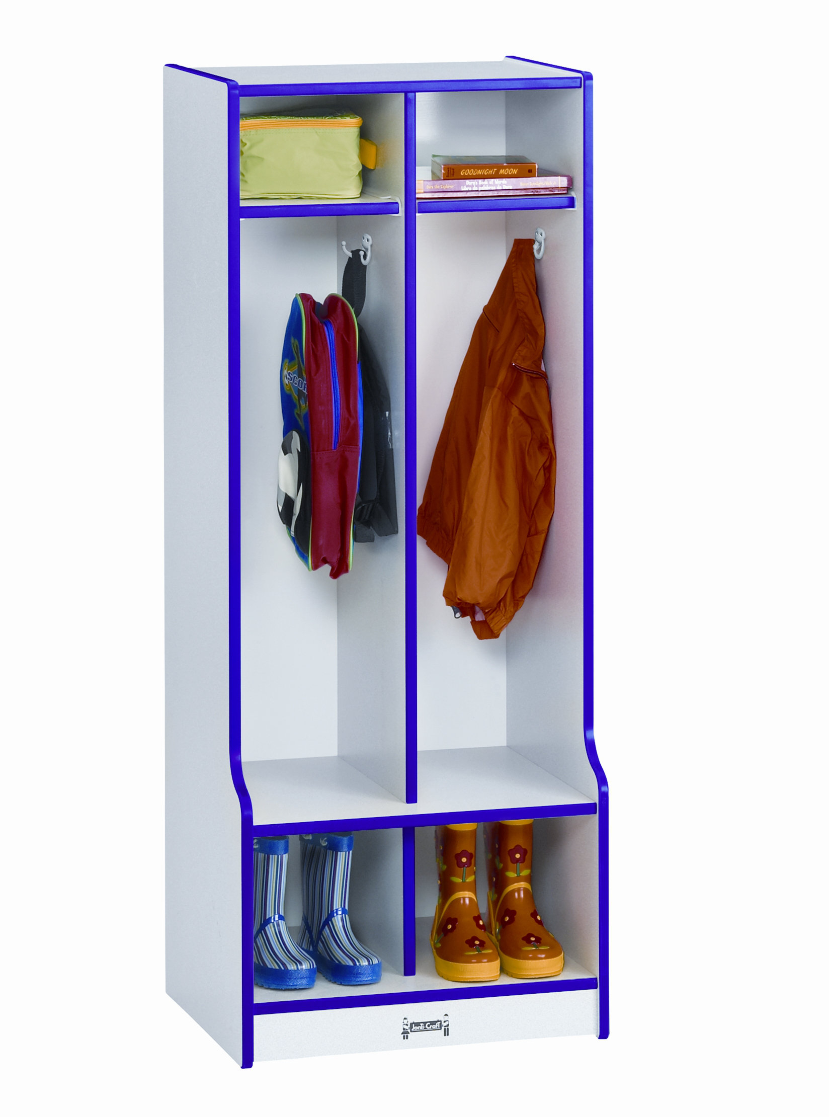 Jonti-Craft Rainbow Accents 2 Section Coat Locker With Step | Wayfair pertaining to Jonti-Craft 2 Section Coat Locker With Step