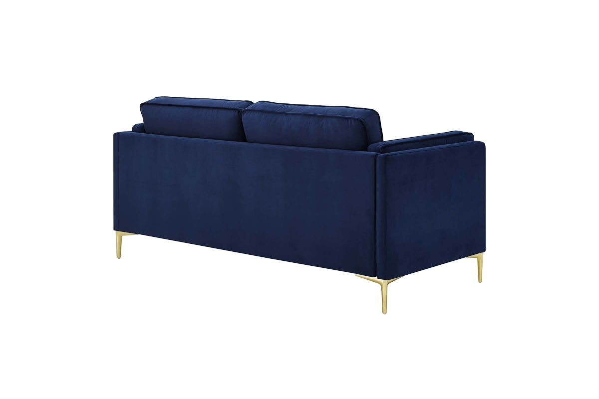 Kaiya Performance Velvet Sofa In Midnight Blue At Gardner-White with regard to Kaiya Performance Velvet Sofa, Cognac