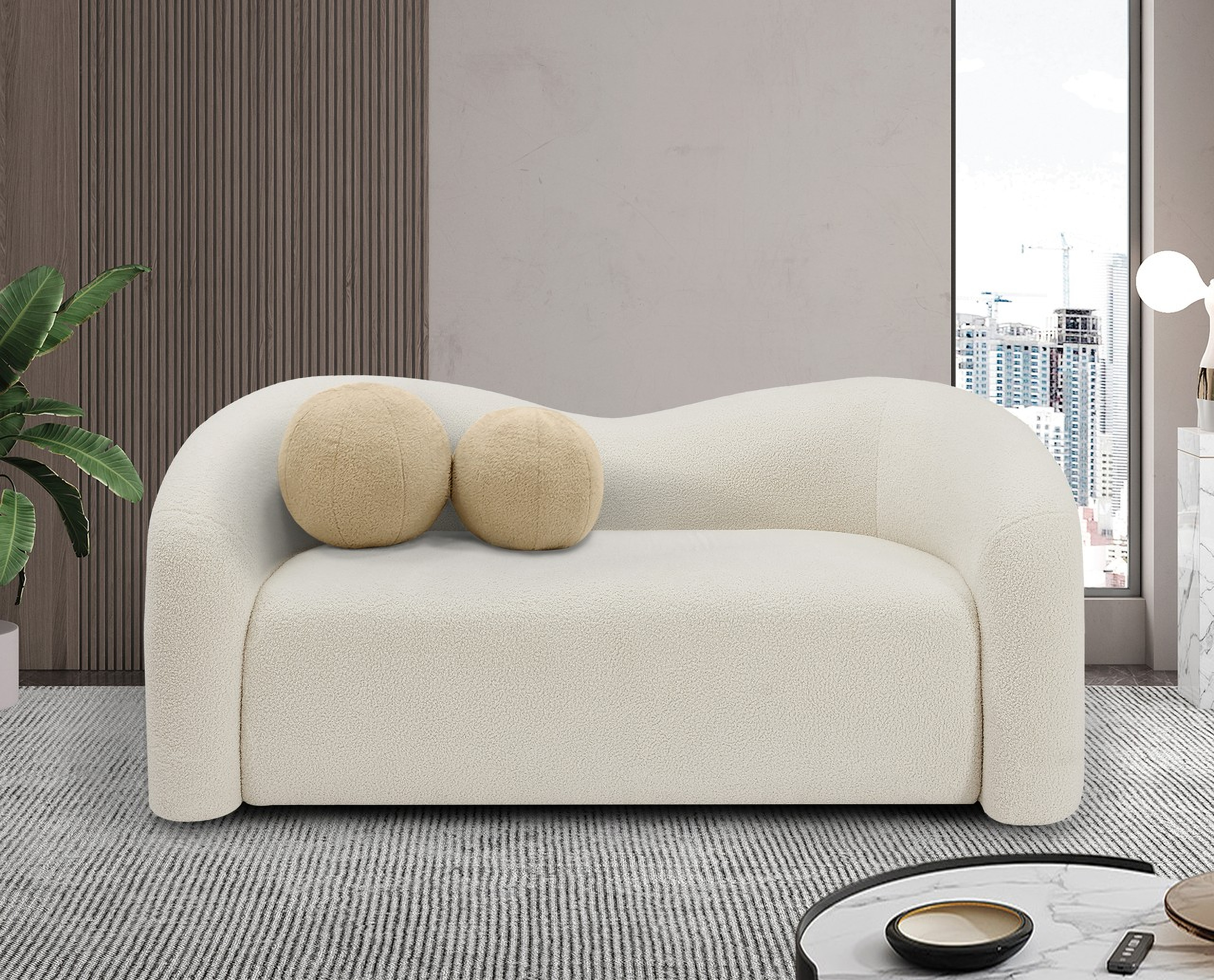 Kali Faux Shearling Teddy Fabric Loveseat In Cream By Meridian ... with regard to The Art of Choosing Cream Upholstered Sofas for Modern Living Spaces