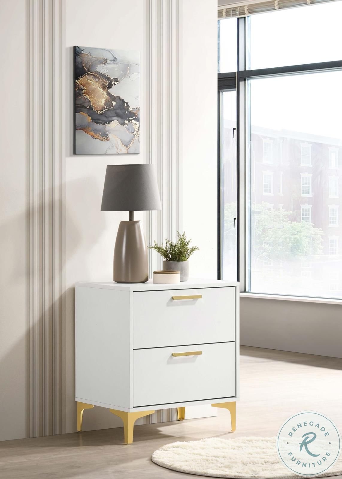 Kendall White 2 Drawer Nightstand From Coaster | Coleman Furniture with Modern White 2 Drawer Nightstand - Stylish Bedroom Nightstand