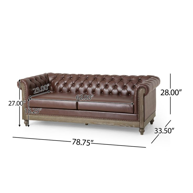 Kinzie Chesterfield Tufted 3 Seater Sofa With Nailhead Trim | Bed Bath ... throughout Kinzie Chesterfield Tufted 3 Seater Sofa With Nailhead Trim, Beige/Dark Brown, Fabric