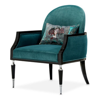 La Francaise Velvet Accent Chair Azure/Black - Traditional - Armchairs ... regarding The Cultural Heritage Behind La Francaise Velvet Mansion Sofa Azure Black