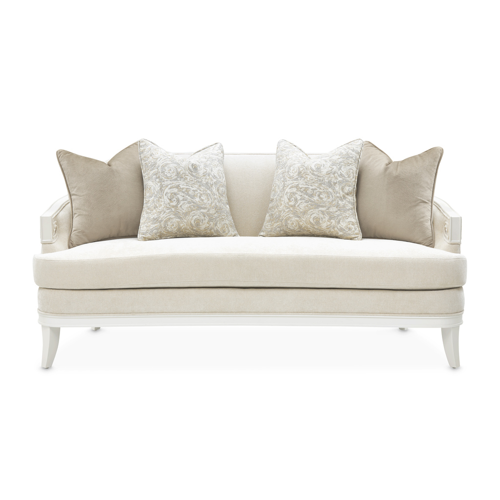 La Marisia Chenille Loveseat In Creamy Pearl By Aico | 1Stopbedrooms regarding La Marisia Chenille Sofa, Tranquil/Light Champagne