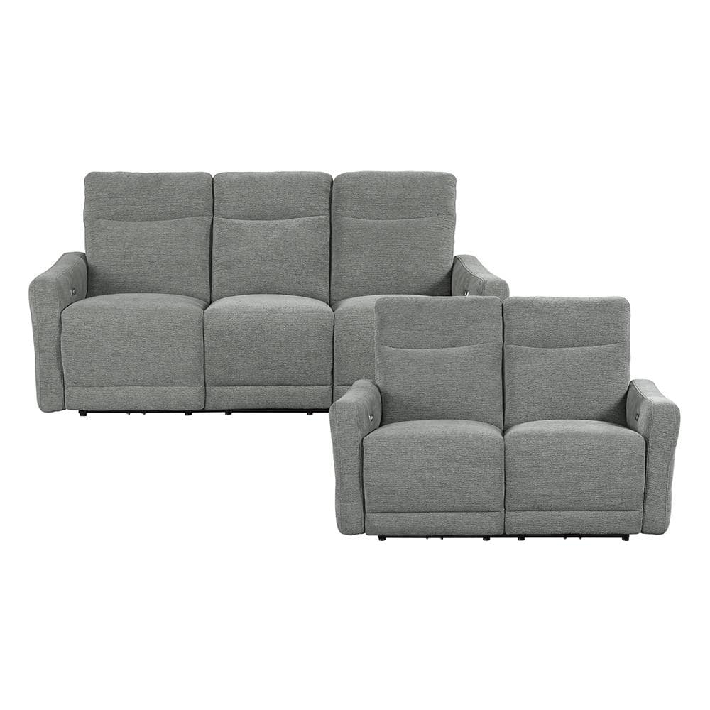 Lazzara Cameron 78 In. W. Straight Arm Chenille Rectangle 2-Piece Power ... regarding How the St. Charles Standard Chenille Sofa Transforms Living Room Aesthetics with Natural Cirrus Dove Gray